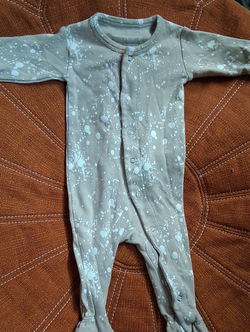 L'ovedbaby Taupe Footed Pajamas with White Splatter